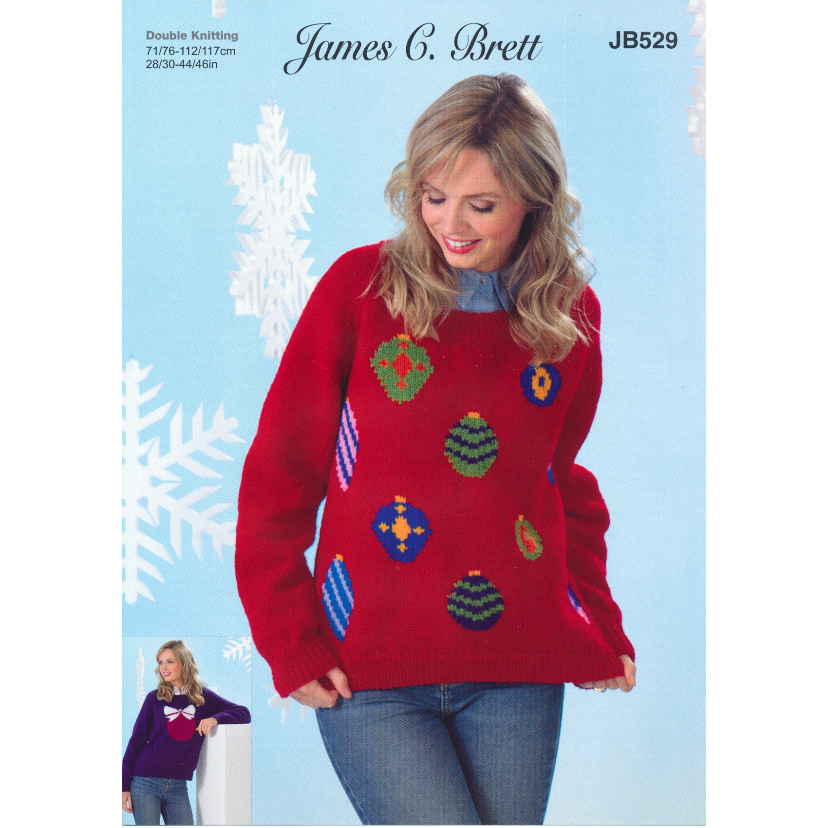 James Brett JB529 DK Knitting Pattern Womens Bauble Pattern Sweater